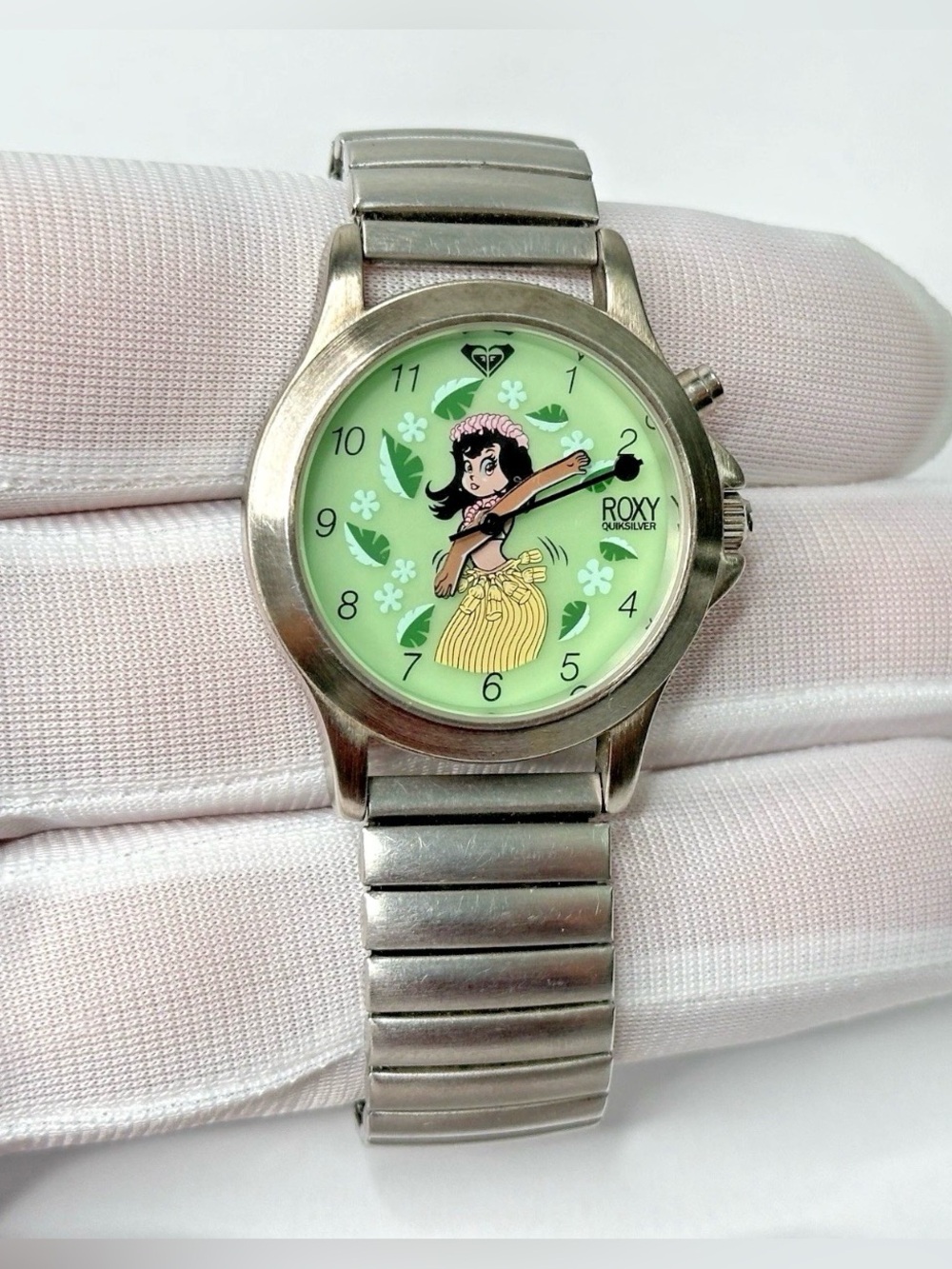 Vintage Roxy Quiksilver Hula Girl Watch Backlight Green Dial Women's Y2K Works!